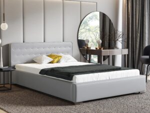 miniaturka Szare Łóżko LATTE Tapicerowane w Luksusowym Stylu