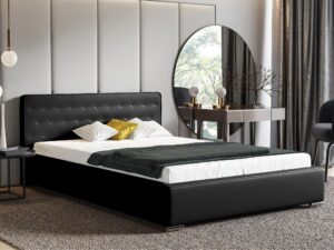 miniaturka Szare Łóżko LATTE Tapicerowane w Luksusowym Stylu