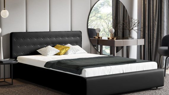 miniaturka Szare Łóżko LATTE Tapicerowane w Luksusowym Stylu