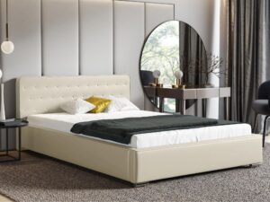 miniaturka Szare Łóżko LATTE Tapicerowane w Luksusowym Stylu