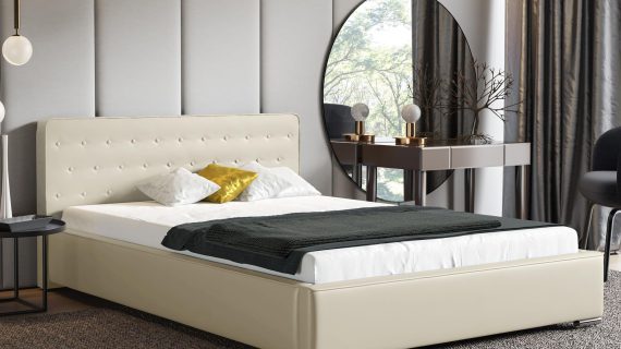 miniaturka Szare Łóżko LATTE Tapicerowane w Luksusowym Stylu