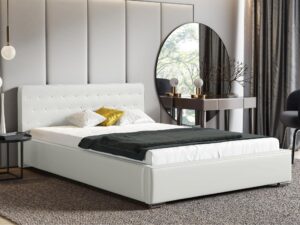 miniaturka Szare Łóżko LATTE Tapicerowane w Luksusowym Stylu