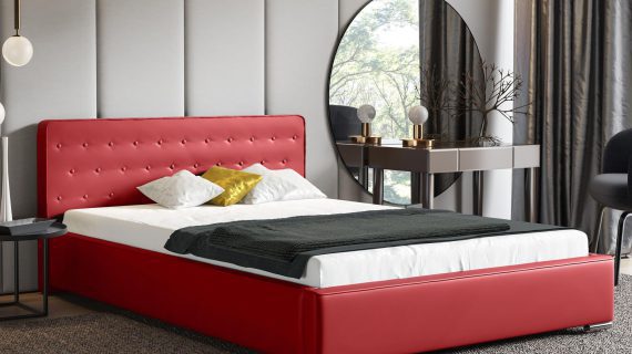 miniaturka Szare Łóżko LATTE Tapicerowane w Luksusowym Stylu