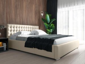 miniaturka Łóżko SANTAG Tapicerowane z Pikowanym Zagłówkiem