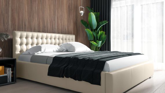 miniaturka Łóżko SANTAG Tapicerowane z Pikowanym Zagłówkiem