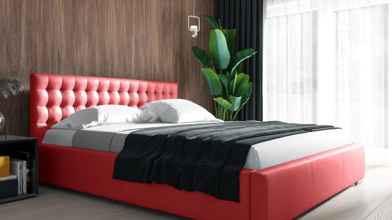 miniaturka Łóżko SANTAG Tapicerowane z Pikowanym Zagłówkiem