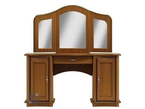 Toaletka z lustrem, dwiema szafkami i ozdobnym gzymsem