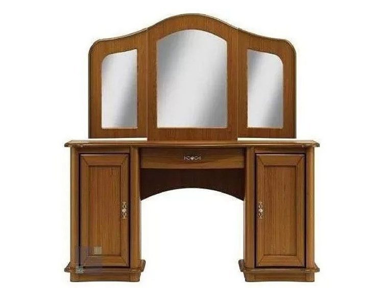 Toaletka z lustrem, dwiema szafkami i ozdobnym gzymsem