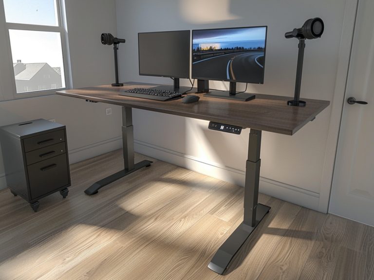 Biurko z elektryczną regulacją wysokości w nowoczesnym wnętrzu