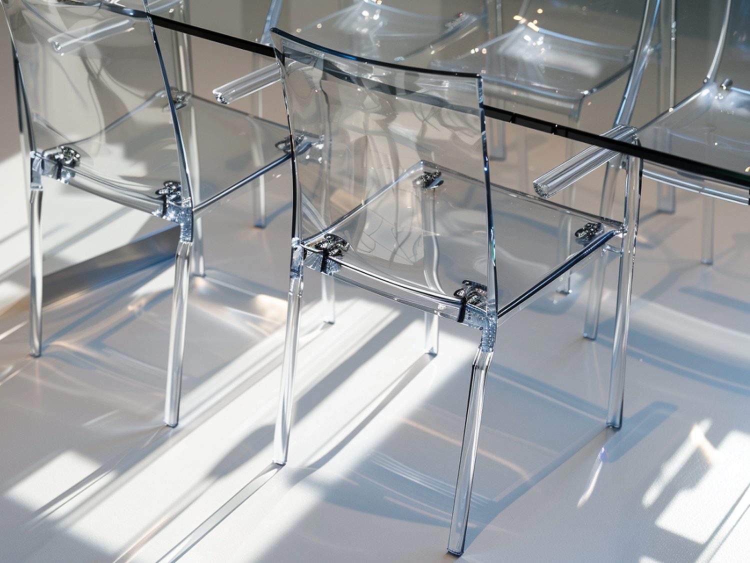 Przezroczysty y stół z akrylowymi nogami w nowoczesnym stylu