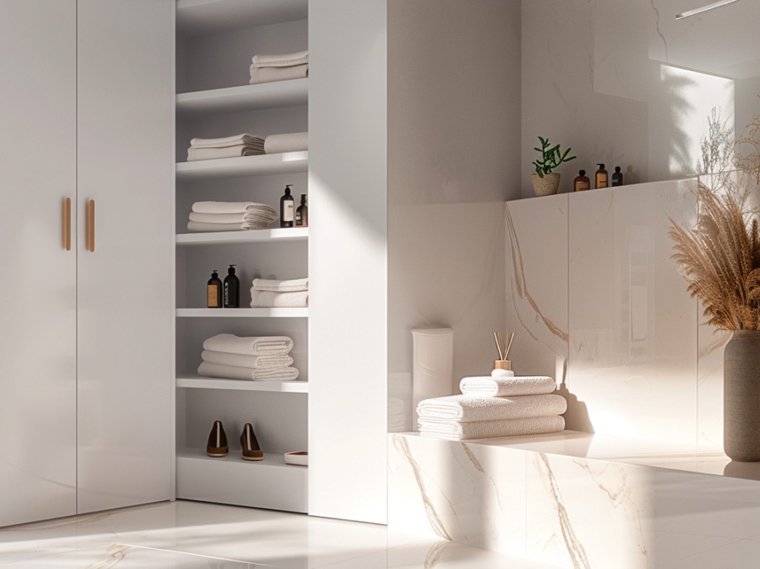 Nowoczesna szafa wnękowa z systemem organizacji i półkami