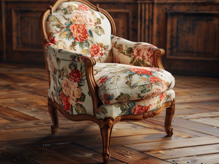 Fotel tapicerowany w stylu vintage z kwiatowym wzorem