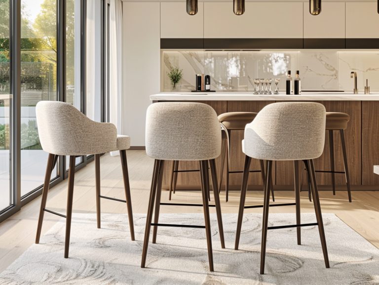 Nowoczesny aneks kuchenny z wysokimi krzesłami barowymi