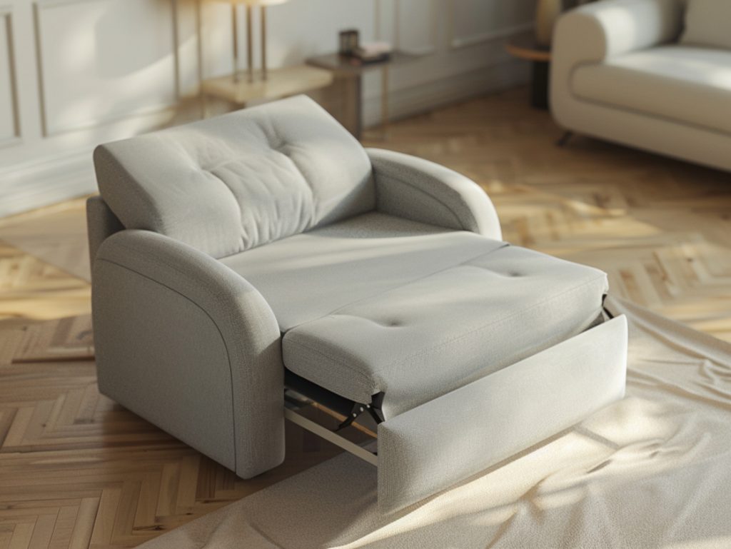 Fotel rozkładany z funkcją spania w kolorze beżowym