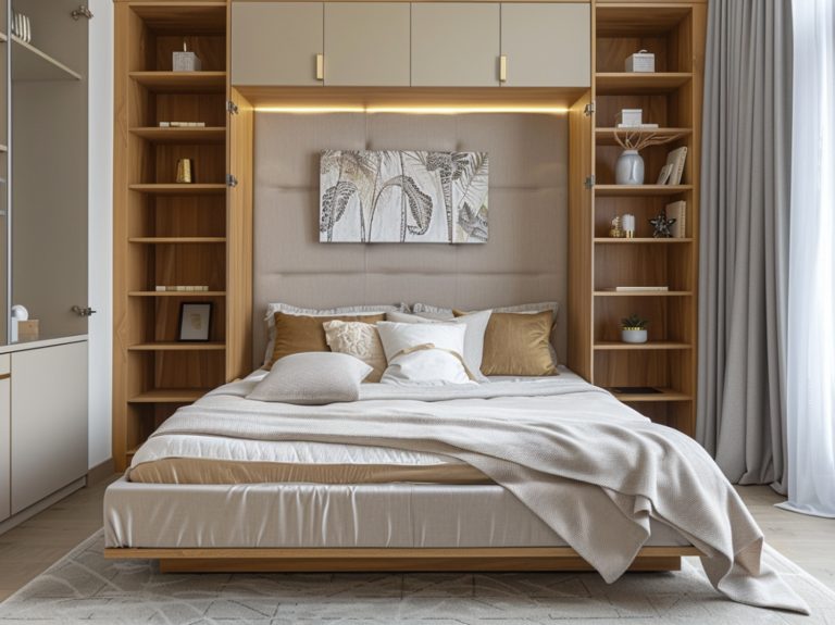 Nowoczesne łóżko z oświetleniem LED i dekoracyjnym wezgłowiem