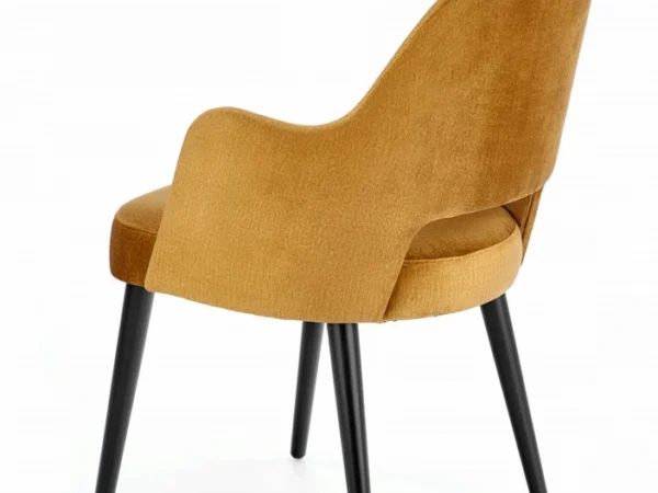 Krzesło z podłokietnikami i musztardową tapicerką – komfort i styl loftowy