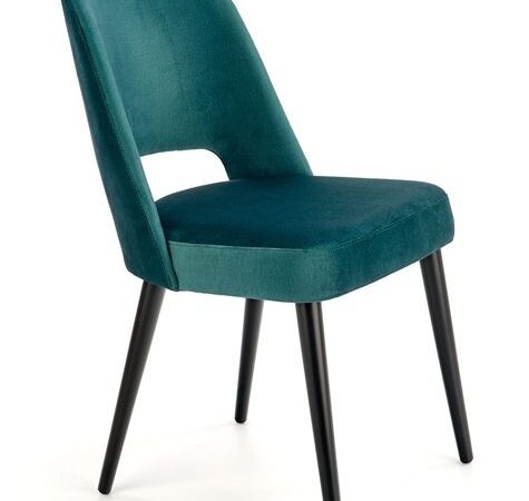 Krzesło z welurową tapicerką w kolorze morskim – profilowane siedzisko