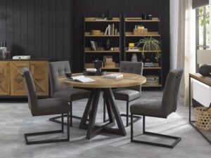 miniaturka Loftowy Stół Okrągły Stalowy Stelaż Drewniany Blat – Karma