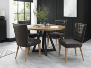 miniaturka Loftowy Stół Okrągły Stalowy Stelaż Drewniany Blat – Karma