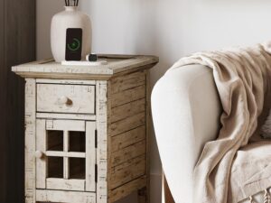 miniaturka Kremowa Szafka Nocna USB Przetarcia – Avola