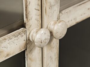 miniaturka Rustykalna Komoda Kość Słoniowa Przeszklone Drzwi – Avola