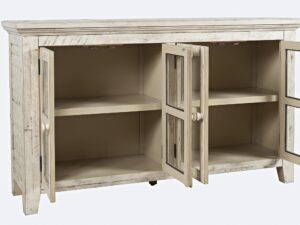 miniaturka Rustykalna Komoda Kość Słoniowa Przeszklone Drzwi – Avola