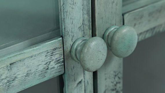 miniaturka Rustykalna Komoda Turkusowa Przetarcia Shabby Chic – Avola