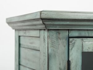 miniaturka Rustykalna Komoda Turkusowa z Przeszklonymi Drzwiami – Avola