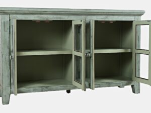 miniaturka Turkusowo-Miętowa Komoda Rustykalna Przeszklone Drzwi – Avola