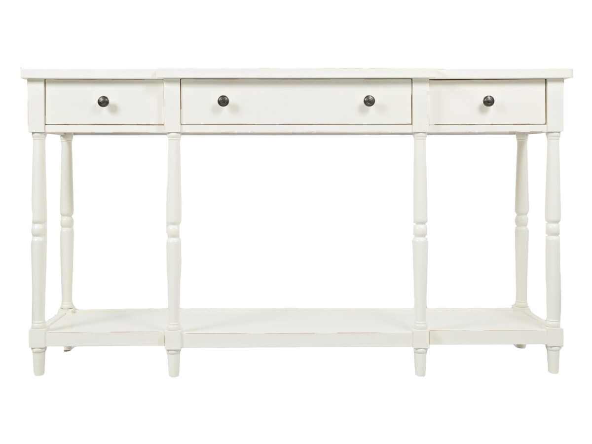 Konsola styl Hampton z drewnianymi akcentami – Avola