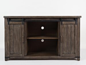 miniaturka Rustykalna Komoda Ciemnobrązowa Drzwi Barn Doors – Avola