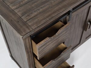 miniaturka Rustykalna Komoda Ciemnobrązowa Drzwi Barn Doors – Avola