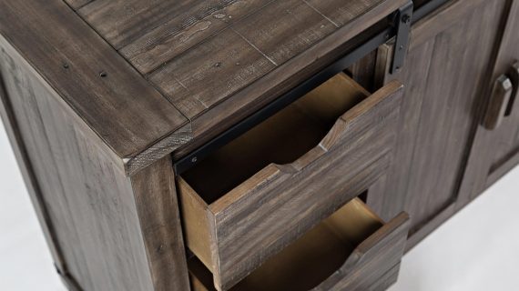 miniaturka Rustykalna Komoda Ciemnobrązowa Drzwi Barn Doors – Avola