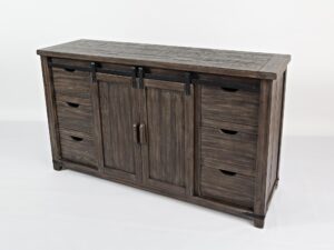 miniaturka Rustykalna Komoda Ciemnobrązowa Drzwi Barn Doors – Avola