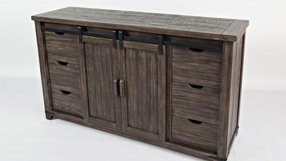 miniaturka Rustykalna Komoda Ciemnobrązowa Drzwi Barn Doors – Avola