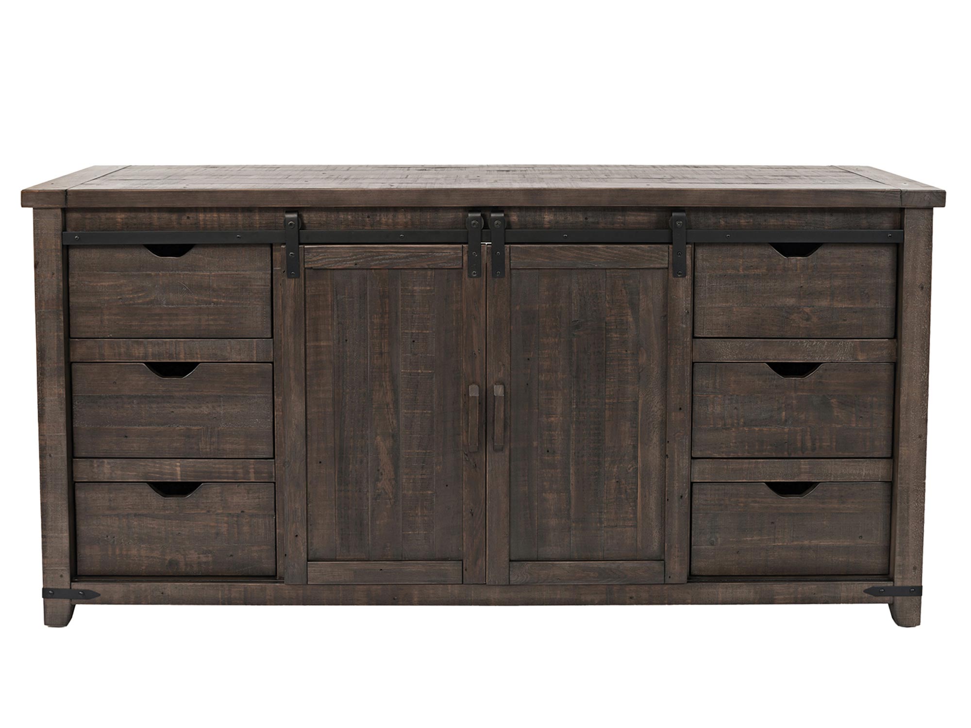 Duży kredens z ciemnego drewna z trzema szufladami i półkami Duży kredens z ciemnego drewna z trzema szufladami i półkami