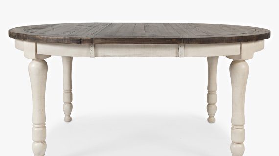 miniaturka Rozkładany Stół z Krzesłami Biały Brązowy Blat – Avola