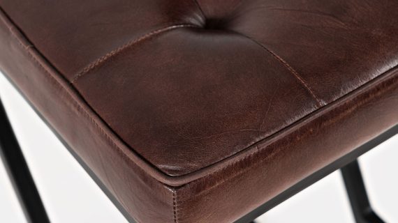 miniaturka Hoker Tapicerowany Naturalna Skóra Ciemna Siena – Avola