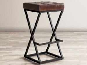 miniaturka Hoker Tapicerowany Naturalna Skóra Ciemna Siena – Avola