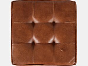 miniaturka Tapicerowany Hoker z Naturalnej Skóry Rdzawo-Brązowy – Avola