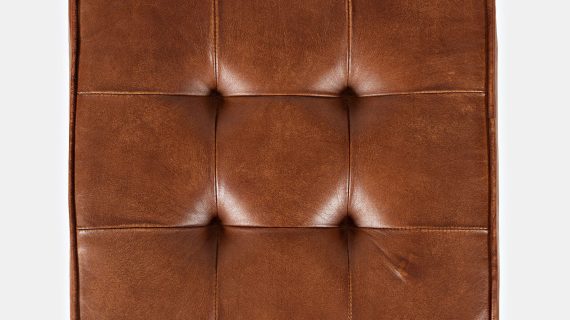 miniaturka Tapicerowany Hoker z Naturalnej Skóry Rdzawo-Brązowy – Avola