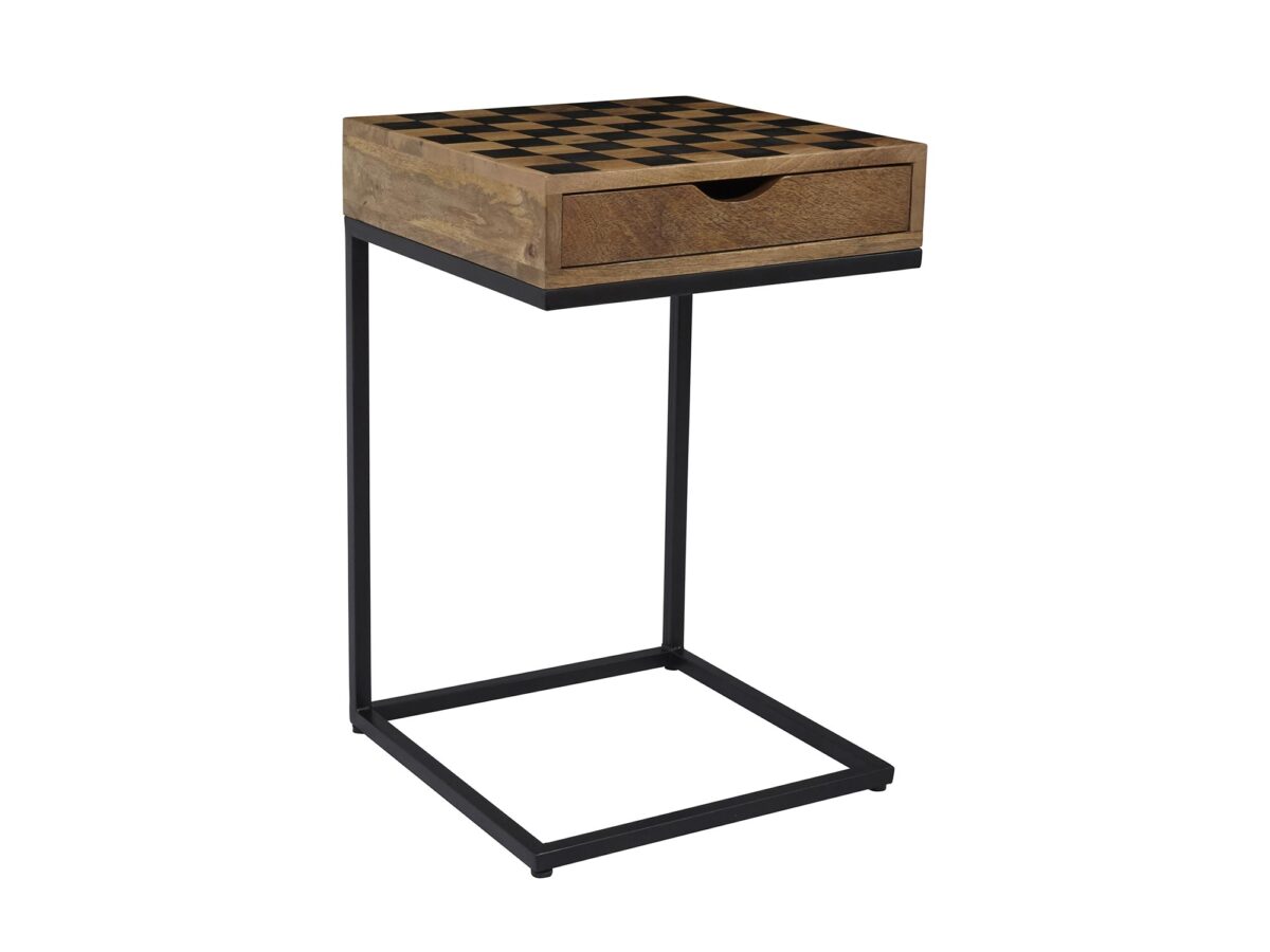 Brązowy stolik szachowy z szufladką – Avola
