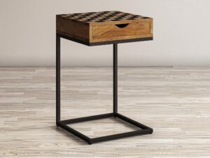 miniaturka Brązowy stolik szachowy z szufladką – Avola