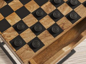 miniaturka Brązowy stolik szachowy z szufladką – Avola