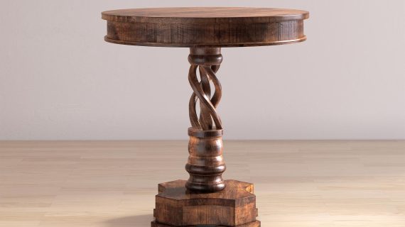 miniaturka Drewniany Stolik Ręcznie Rzeźbiona Spiralna Noga – Avola