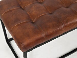 miniaturka Ławka skórzana rdzawo-brązowa z czarnym stelażem – Avola