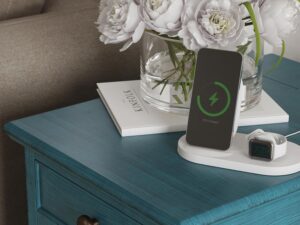 miniaturka Niebieska szafka nocna z szprosami i szufladą – Avola