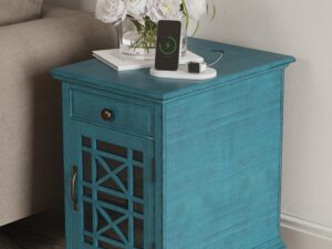 miniaturka Niebieska szafka nocna z szprosami i szufladą – Avola