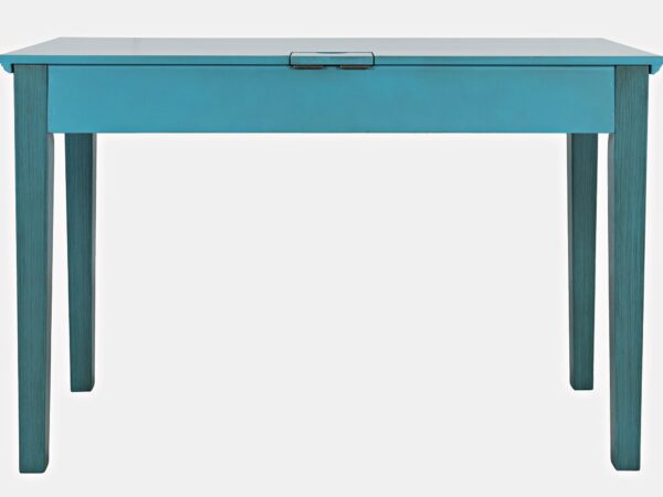Biurko turkusowe w nowoczesnym stylu z prostym blatem