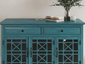 miniaturka Komoda z efektem przetarcia w kolorze niebieskim – Avola